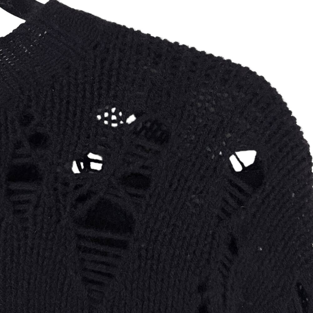 R13 Cashmere Shredded Side Slit Sweater Pullover Edgy Grunge Black Size XS - Picture 4 of 9